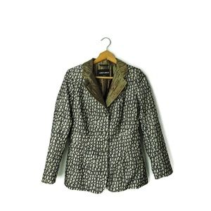 Giorgio Armani Italy elegant ladies jacket gray metallic black velvet silk sz S